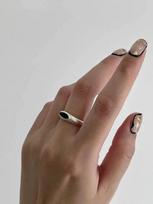 New Retro Simple Geometry Oval White Shell Black Agate Matte Sliver Color Opening Ring for Men Women Couple Finger Jewelry Gifts resizable