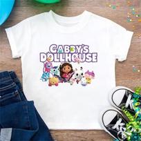Cute Gabbys Doll House Cartoon Kids T-Shirts 2026 Summer Short Sleeve Children Tops for Girls And Baby Boys Funny Clothing 110 gray