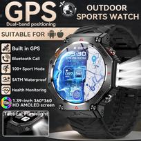 2026 New Outdoor Real GPS Men Smart Watch Altimeter Barometer Flashlight 10ATM Waterproof Wireless Call Adult Sports Fitness Smartwatches Silicone juoda