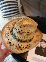 Straw Cowboy Hat for Women and Men with Shape-It Brim, Western Cowboy Hat Sun  Beach hats 56-58 cm brown