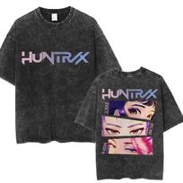 Washed Kpop Anime Demon Hunter Huntrix Girls T Shirt Kawaii Cute Fashion Unisex Tshirts Oversized Vintage TShirt S