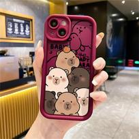 Cute Capybara Silicone Phone Case For iPhone 11 12 13 14 15 16 17 Pro Max X XS XR 7 8 Plus 16E Shockproof Bumper Soft Cover iPhone 15 Plus gray