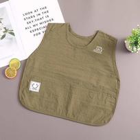 Children's Water-Repellent Apron Coverall and Bib for Eating, Painting, and Custom Logo Printing Large, Height 130-150 cm white