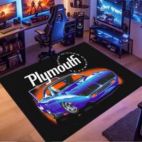 Plymouth Superbird Classic Muscle Car Orange Flame Effect Black Print Area Rug Vintage Race Car Non Slip Entryway Floor Mat Auto Fan Decor Rug 40x60cm( 15x23in ) blue