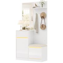 Coat Rack, Shoe Cabinet, Shoe Bench, Shoe Tilting Cabinet, Coat Rack with Mirror, Entryway Furniture, Shoe Storage, LED Coat Rack 105 x 38 x 190 cm