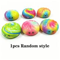 Rainbow Smiley Bun Squishy Toy Slow Rising Fidget Toy Stress Relief ASMR Decompression Anti Anxiety Desktop Prank Novelty Gift