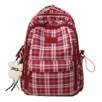 Schoolbag schoolbag junior high school girls high school students large capacity 1011 new backpack female students high value wind shoulder bag with pendant brown