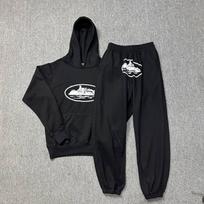 Corteiz Classic Series Ship Print Lightweight Fleece Hoodie Casual Jogger Pants Set Men Women Large