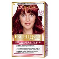 L'Oréal Paris Excellence Kreminiai plaukų dažai su šukos dangteliu, Lengvi pilkų plaukų dažai Ne. 6.66 Grynai raudona 1 vnt. black