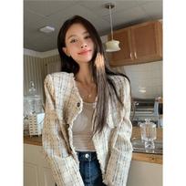 Chic Retro Style Fragrant Short Jacket for Women - Early Autumn 2023, Loose Slimming Long Sleeve Cardigan S black