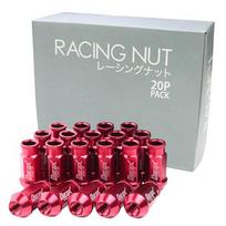 Durax Lightweight Aluminum Wheel Nut Racing Nut M12 P1.25 Through Nut Long Type 20 Piece Set (Pink) rožinė