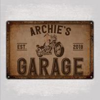 Customizable Personalized Metal Motorcycle Garage Sign - Retro Engraved Wall Plaque, Custom Text Decor for Biker Space 20x30cm（7.8x11.8inch） black