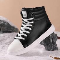 Fashion With Ties Cold-proof Women's White Platforms Boot Big Sneakers High Heels Shoes Sports New In Sports-et-leisure Twnis 47 black
