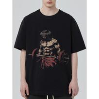 Men's Oversized T-Shirt Black Jesus Christ Lifting Barbell Graphic Print Casual Streetwear Fashion Top Gym Workout Wear S