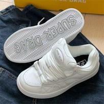 Original pure white letter sole retro bread shoes ins niche low-top high-value sports skateboard shoes size 35