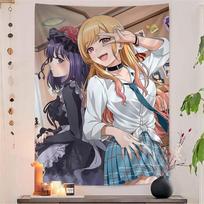 VIKAMA Anime Character Tapestry My Dress Up Darling Marin Kitagawa Sajuna Inui Design Serves As Decor Cloth For Bedroom Gaming 74x94cm(29x37in)