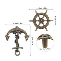 4Pcs Retro Cabinet Handles Vintage Ship Wheel Anchor Drawer Pulls Decorative Furniture Knobs for Dresser Wardrobe Closet