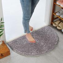 Chenille Absorbent Non-Slip Semicircle Mat for Entrance, Bathroom, Toilet, Bay Window, Bedroom, and Living Room. 40*60 cm Semicircle gray