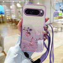 For Google Pixel 9 Pro Pixel 10ProXL 9A glitter gradient phone case 8PRO 8A electroplated rhinestone eternal flower soft shell Google Pixel 10 Pro XL