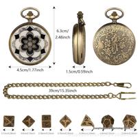 Resin Flower DND Dice Set with Pocket Watch Case & Tabletop Game Accessories melsvai žalia