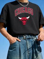 Juodi itin dideli krepšinio marškinėliai su Čikagos Bulls spauda S black