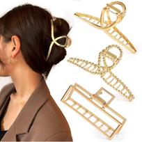 3pcs Elegant Metal Big Claw Clip for Heavy Hair, Strong Hold Big Non Slip Hair Clip for Long Hair, Styling Accessory, Fo