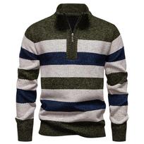 Men S Color Block Half Zip Fleece Knit Sweater Casual Warm Pullover M