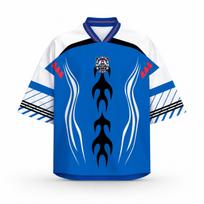 Retro Blue and White Samurai Japanese Football T-shirt with Black Flame Pattern Print, Sports Fan T-shirt S blue
