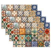 Set of Portuguese Table Mats with Tile Pattern, Fashionable Printed Design for Dining Tables, Kitchens, Parties, Indoor, Festive 4PCS