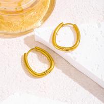 High-End French Retro Titanium Steel Hoop and Stud Earrings for Women