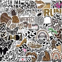 10/50PCS Black White Art Leopard Print Graffiti Stickers Aesthetic DIY Laptop Phone Fridge Guitar Cartoon Cool Sticker 10pcs gray