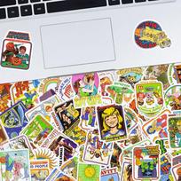 10/50pcs Retro Horror Series Stickers Funny Graffiti Stickers for DIY Luggage Laptop Skateboard Motorcycle Bicycle Stickers 10pcs yellow