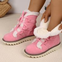 Women Flats Fur Snow Ankle Boots Winter Suede Shoes 2025 Trend New Gladiator Casual Sport Sneakers Warm Short Plush Botas Mujer 43 ruda