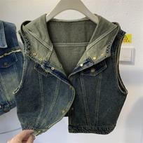 Winter lamb wool denim short jacket women's retro temperament thin thickened warm cotton jacket top velvet S recommends 85-50kg gray