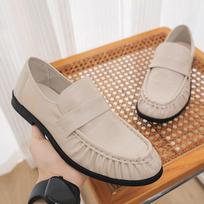 2025 Summer Men's Retro Slip-On Moccasins: Casual Outdoor Soft-Soled British Loafers 40 beige