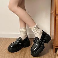 Fashion Mary Jane shoes Platform Women Retro loafers Fashion metal buckle design Lolita shoes Women's College Gothic JK uniform shoes 35
