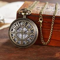 Antikvarinis Steampunk Bronzinis Tuščiaviduris Dantratis Kvarcinis Kišeninis Laikrodis Pakabukas Dovana Su Grandinėle Berniukams Vyrams brown