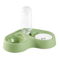 Cat Feeder Food Grade Stainless Steel Bowl Pet Feeder with Automatic Water A žalia