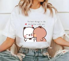 Cute Panda Bear Bubu Dudu T-shirt Couple Love Bubu and Dudu Panda Bears Shirt Lo S beige