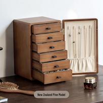 Retro Walnut Solid Wood Jewelry Box: Multi-Layer Storage for Exquisite Earrings and Necklaces