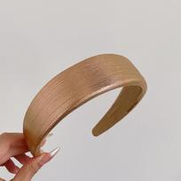 Plain Sponge Hair Hoop Shiny Gold Retro Headwear Fashion Leather Hairbands  Hair Accessories