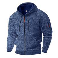 Men Heavyweight Fleece Vintage Workwear Hooded Zipper Pocket Casual Sweatshirt S
