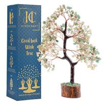 Green Jade Feng Shui Tree, Prosperity & Success Crystal Tree For Home & Office žalia/balta