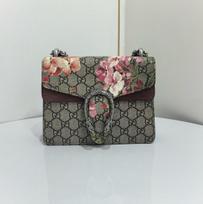 [Pre-Owned] Dionysus GG Blooms Tiger Head Buckle Logo Camellia Print Chain Canvas And Leather Crossbody Bag - Very Good #1GND93T ONE SIZE gray