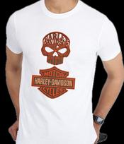 Harley-Davidson įkvėptas grafinis unisex marškinėlis su erelio ir kaukolės grafika S-3XL S brown