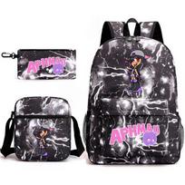 Aphmau Anime Themed School Backpack Set With Pencil Case Shoulder Bag Teens Oxford Fabric 20-35L Capacity 3-Piece Set