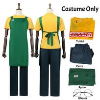 Anime Sakamoto Days Taro Sakamoto Cosplay Costume Yellow Retired T-Shirt Green Apron Glasses Halloween Party Suit For Men S yellow
