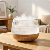 Cloud Scenery Aroma Diffuser Humidifier: Large Mist Volume, Wood Grain Essential Oil Machine white