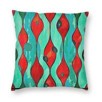 Retro Vintage Turquoise Red Square Pillowcase Polyester Linen Velvet Creative Zip Decorative Room Cushion Case 30cmx30cm(12x12Inch)