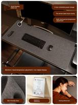 Heated Mouse Pad, Extra Large Linen Warm Desk Mat, Office Heating Computer Desktop Heating Desk Mat, Desk Mat with 3C Certification 5-Level Temperature Adjustment / Left Switch black
